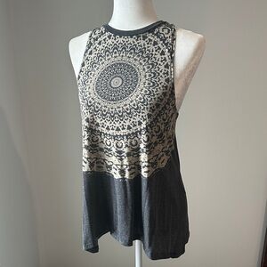 Billabong Charcoal and Cream Mandala Tank Top SMALL
